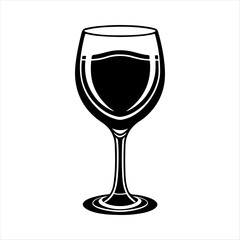 Wine glass silhouette vector art white background