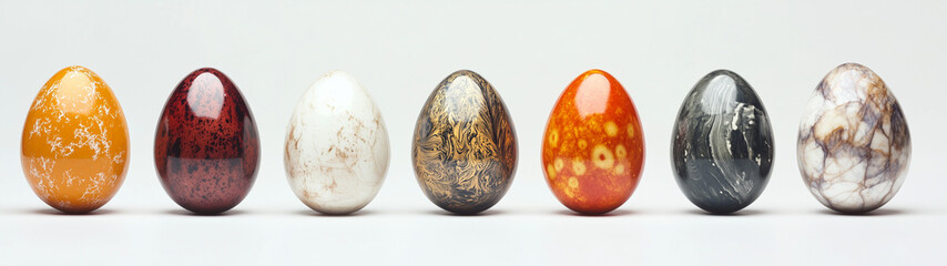 Fototapeta premium Colorful easter eggs isolated in beige background