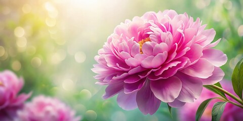 Fototapeta premium Elegant Pink Peony Flower Bloom, Copy Space, Advertising Background