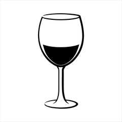 Wine glass silhouette vector art white background