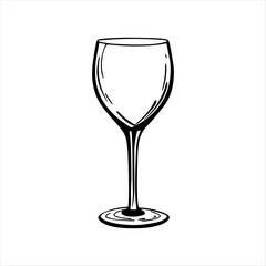 Wine glass silhouette vector art white background