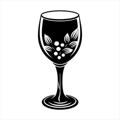 Wine glass silhouette vector art white background