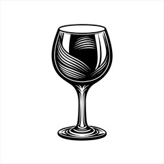 Wine glass silhouette vector art white background