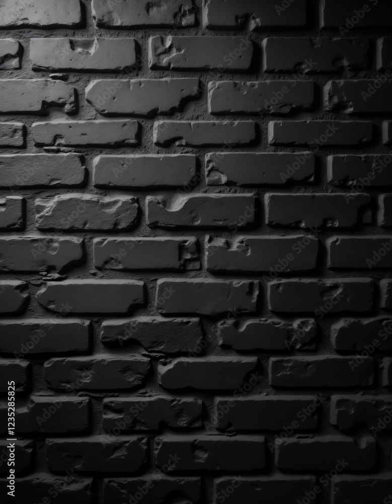 Leinwandbilder dark gray brick wall texture. detailed view of old brickwork. design elements suggest grunge style. 