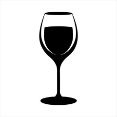 Wine glass silhouette vector art white background
