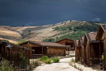 Fototapeta premium Abandoned Village of San Giuliano di Puglia in Apocalyptic Weather