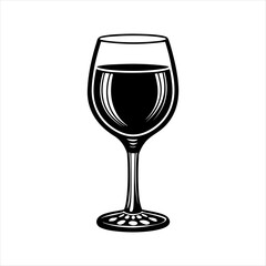 Wine glass silhouette vector art white background