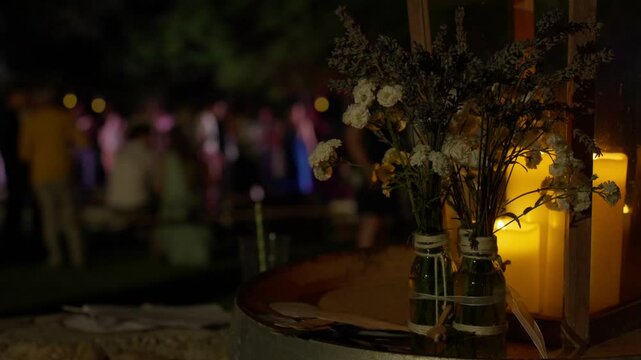 Flower Vases Decoration at Wedding Party