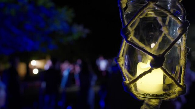 Beautiful Light Decoration at Night Wedding Party in Northern Italy