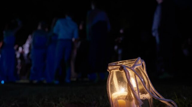 Beautiful Light Decoration at Night Wedding Party