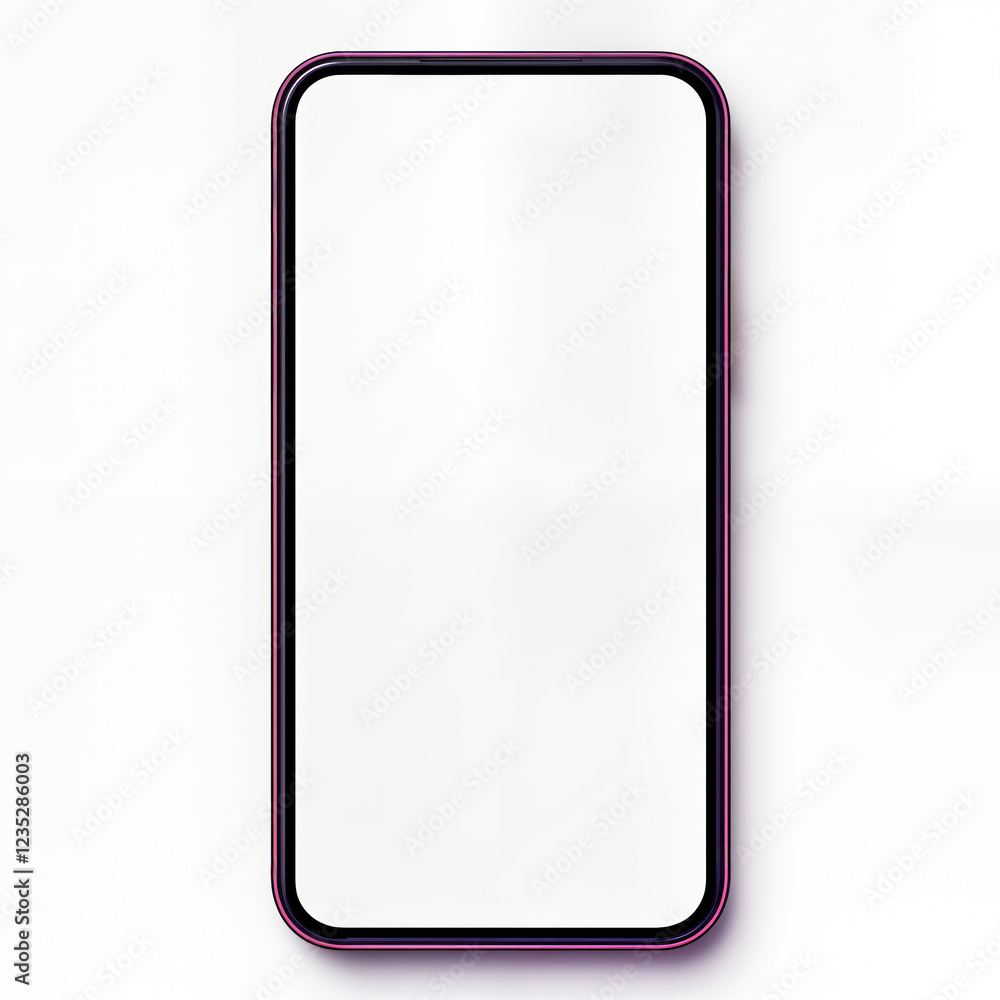 Leinwandbilder violet smartphone mockup front view. modern tech device. blank screen. isolated on white background.