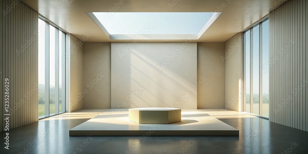 Poster empty room product podium display - minimalist generative ai background for mockups