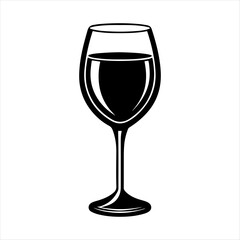 Wine glass silhouette vector art white background