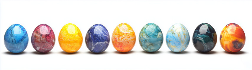 Fototapeta premium Colorful easter eggs isolated in white background
