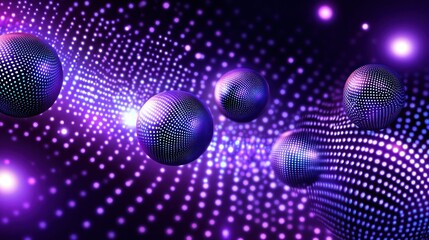 Purple Disco Balls Float in a Sparkling Light Show