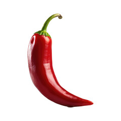 Single red chili pepper isolated on transparent background