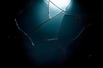 Dark Shattered Mirror Effect with Distorted Reflections in Studio Setting