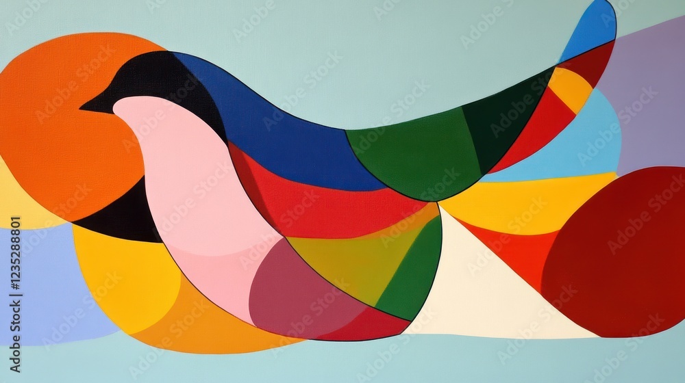Poster abstract colorful bird in geometric style