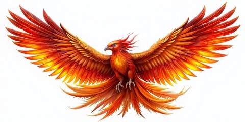 Fiery Phoenix Bird in Flight - PNG