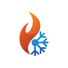 Obraz premium Air Conditioning Logo, HVAC Logo Concept with Fire Heating Cooling Snowflake Conditioning symbol