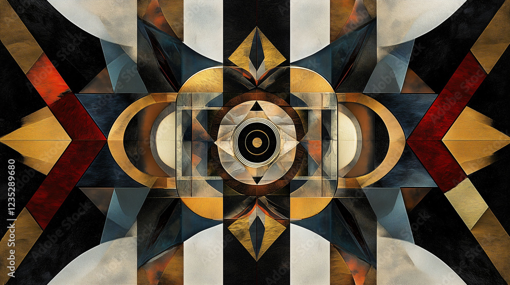 Aufkleber captivating abstract composition featuring geometric shapes and bold colors in a harmonious arrangem