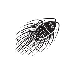 Black Color Plankton silhouette design Vector Illustration, Solid White Background (9).eps