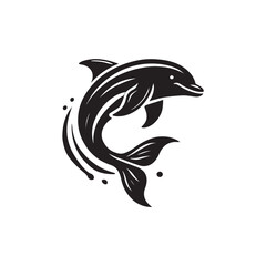 Black Color Porpoise silhouette design Vector Illustration, Solid White Background (6).eps