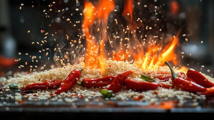 Fiery Rice Stir-Fry, Kitchen, Flamb?, Food