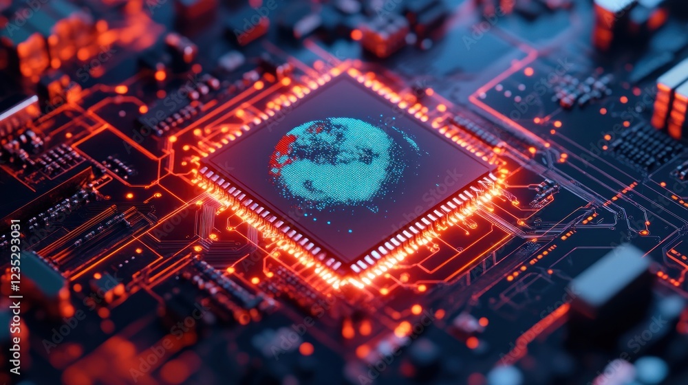 Poster Global Data Processing Within A Computer Microchip