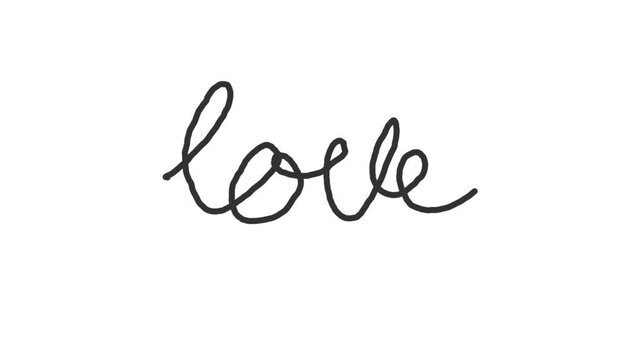 Animation of writing love on a white screen