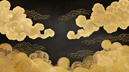 golden clouds on black background 