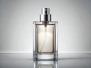 Glass Perfume Bottle with Silver Cap and Blank Label for Branding and Mockups