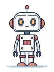 Fototapeta premium Cute Friendly Robot Character AI Technology Cartoon Illustration