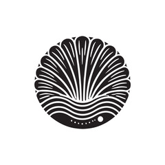Black Color Scallop silhouette design Vector Illustration, Solid White Background (11).eps
