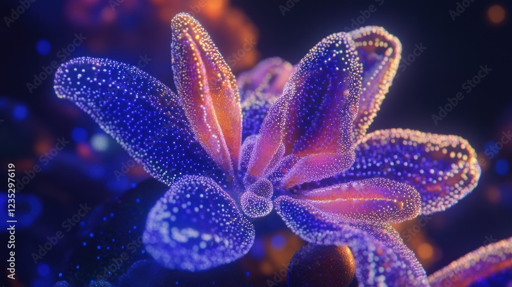 Poster abstract bio luminescent flower art digital creation