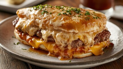 Delicious Cheeseburger Sandwich Melted Cheese And Patty