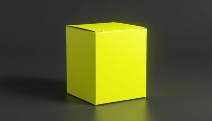 Vibrant Yellow Box Mockup Against Black Background for Eye-Catching Designs