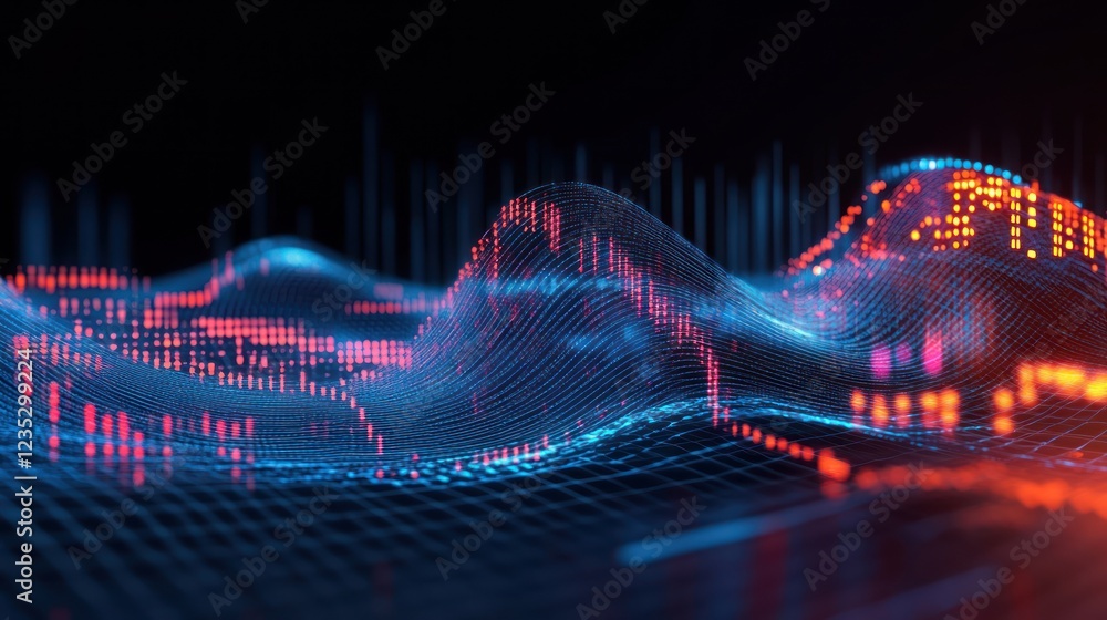 Aufkleber Abstract Digital Data Waveform Visualization