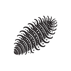 Black Color Sea Cucumber silhouette design Vector Illustration, Solid White Background (11).eps