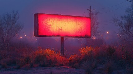 Glowing Desert Billboard, Night, Advertisement, Dusk