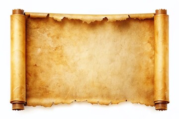 Horizontal Old Paper Scroll Isolated on White Background