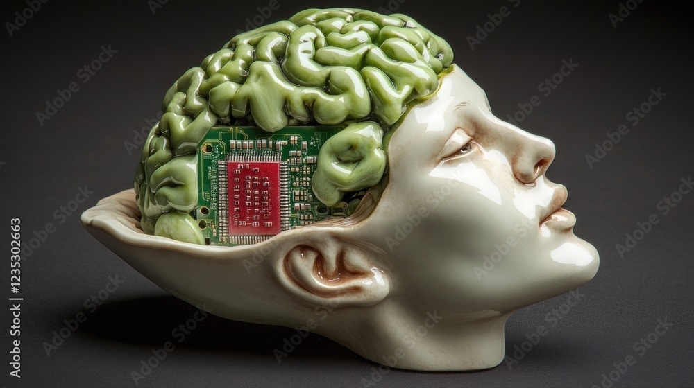 Poster cerebral integration a sculptural representation of mind and machine
