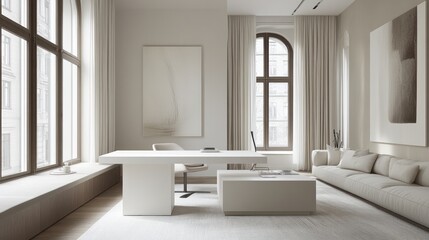 Minimalist Modern Office Design With Neutral Tones