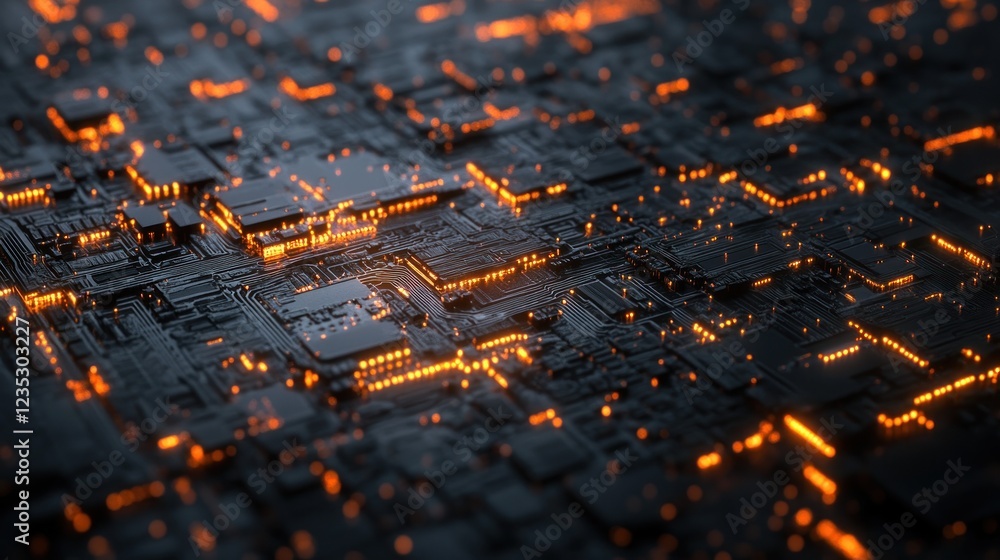 Poster illuminated circuit board abstract technology design