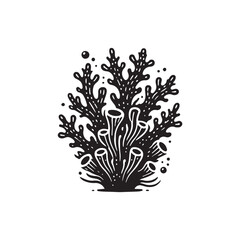 Black Color Sea Sponge silhouette design Vector Illustration, Solid White Background (7).eps