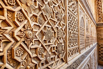 Intricate Patterns and Symbols Adorn the Walls of the Alhambra, Granada, Spain