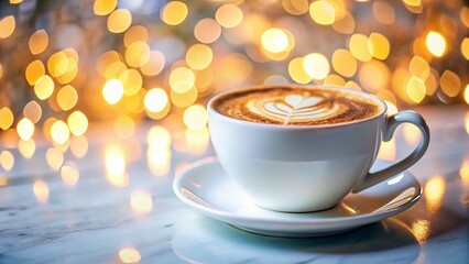 Obraz premium Isolated Cappuccino on White Background with Blurred Background