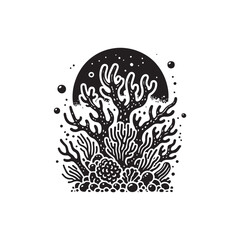 Black Color Sea Sponge silhouette design Vector Illustration, Solid White Background (11).eps