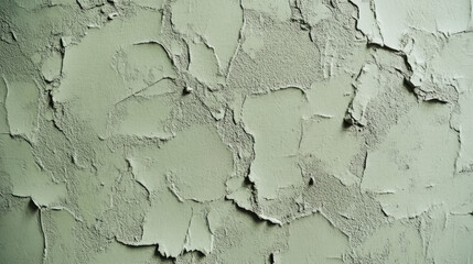 Fototapeta premium A weathered green plaster wall with visible brush marks, cracks, and uneven texture