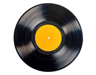 45rpm vintage vinyl record, yellow inside, neutral background